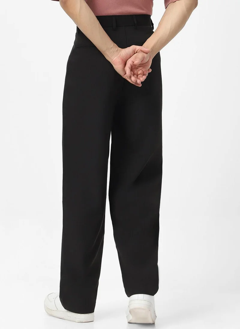 Urbano Fashion  Urbano Fashion Men's Black Loose Baggy Fit Solid Korean Pants Stretchable for Men | Best Price UAE